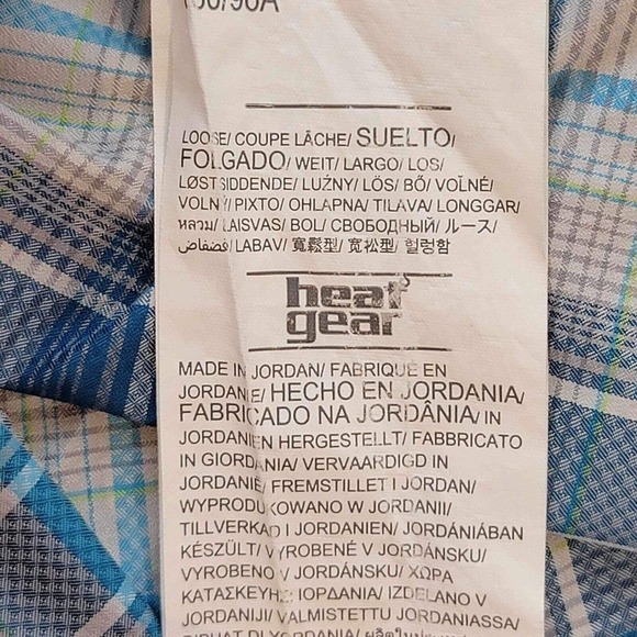 Under Armour UA Shirt SS Golf Hike Heat Gear Button Up Plaid Men’s Blue Size XL - Picture 11 of 14